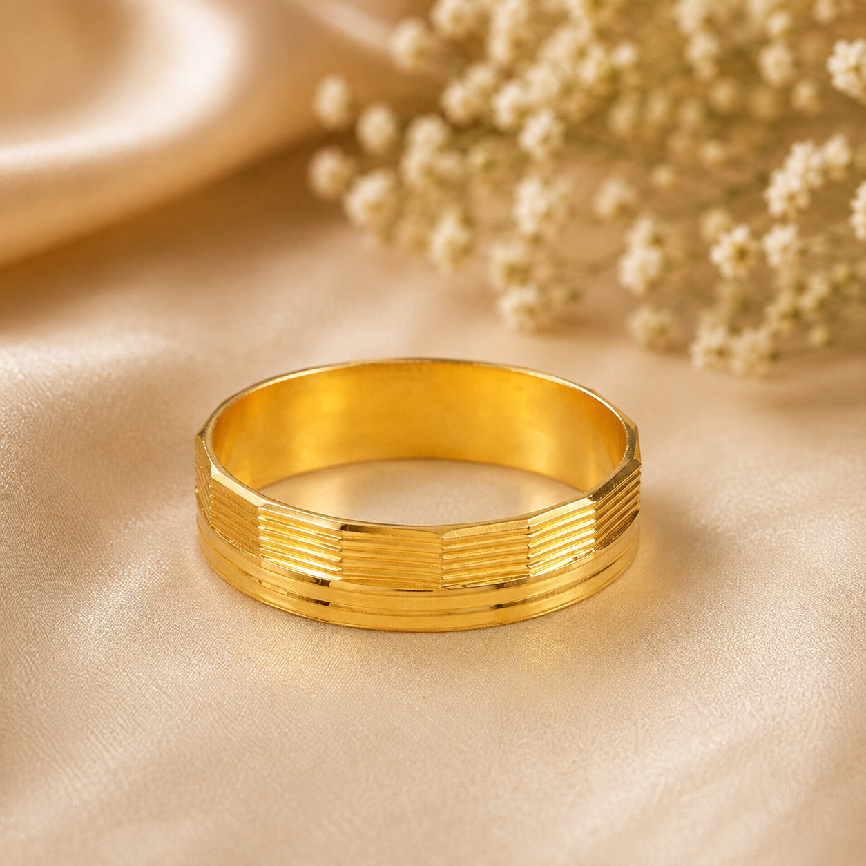 Regal Stripe Gold Band Ring For Him
