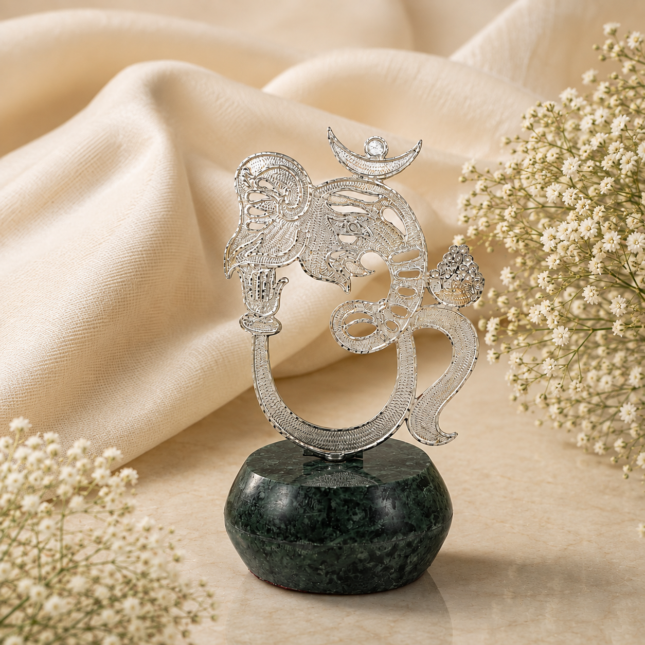 Divine Om Silver Showpiece