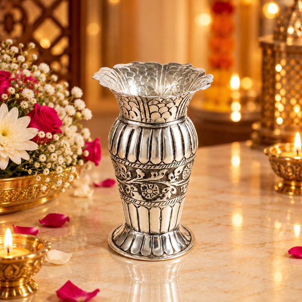 Imperial Blossom Silver Flower Vase