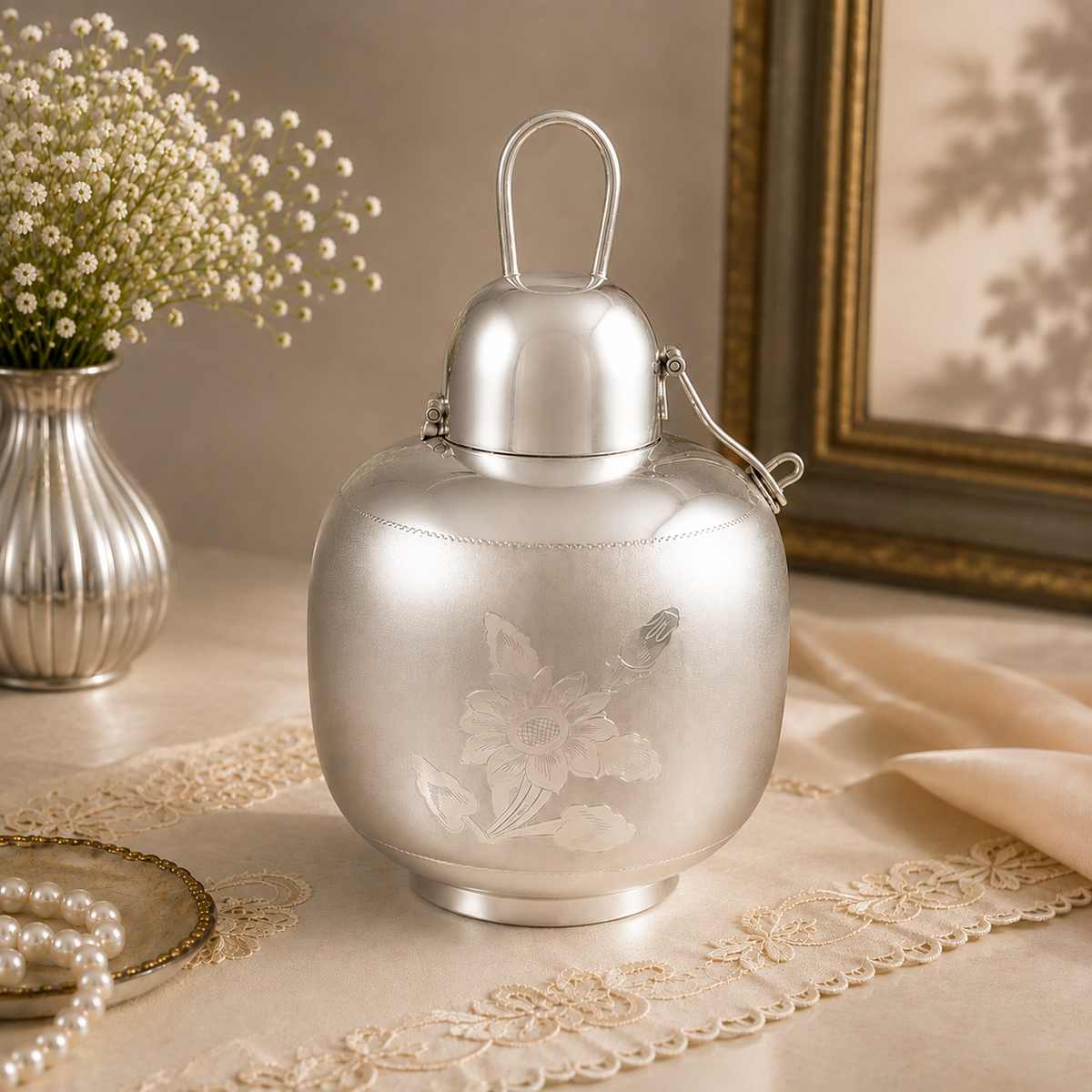 Playful Cartoon Silver Piggy Bank For Kids
