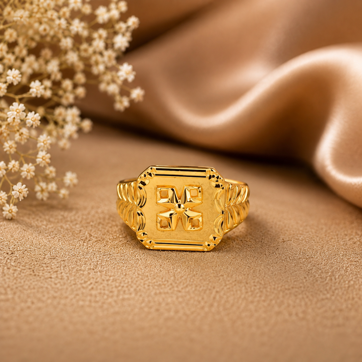 Vintage Floral Gold Ring For Him