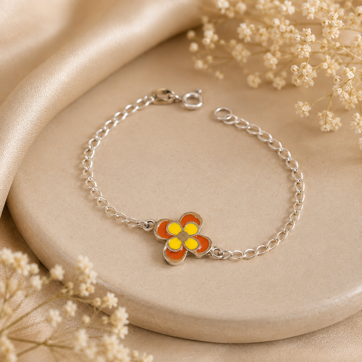 Ziyana Daisy Glow Silver Bracelet