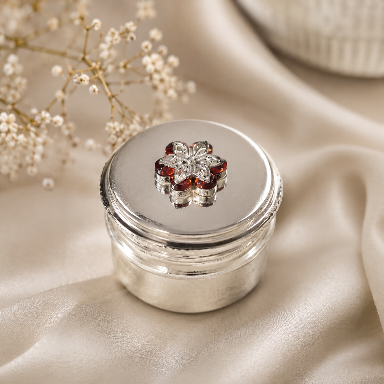 Crimson Petal Silver Box