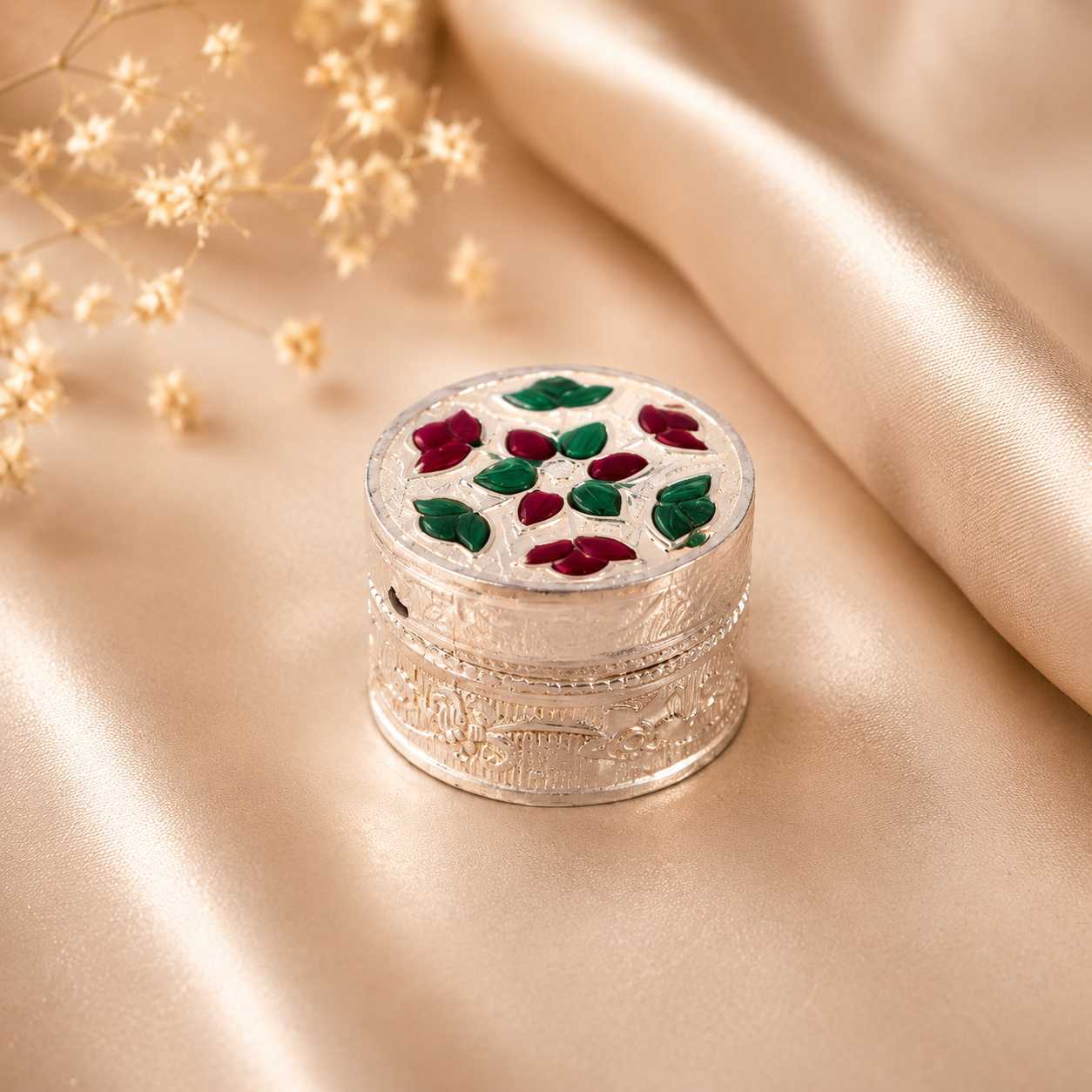Gulnaar Floral Silver Box