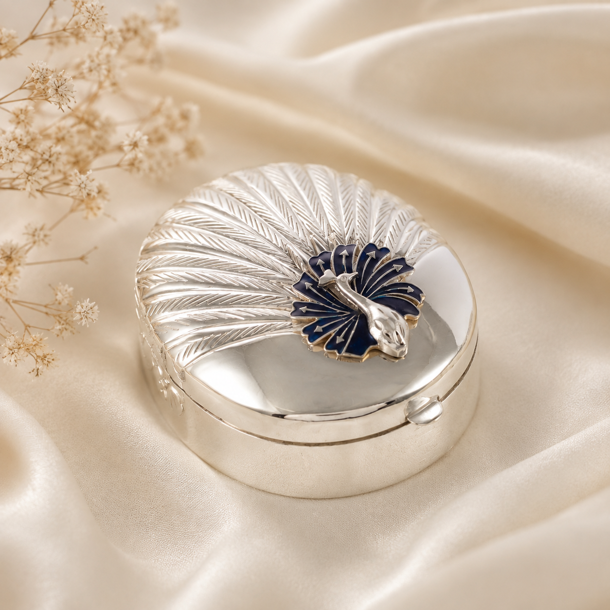 Shahi Peacock Silver Box
