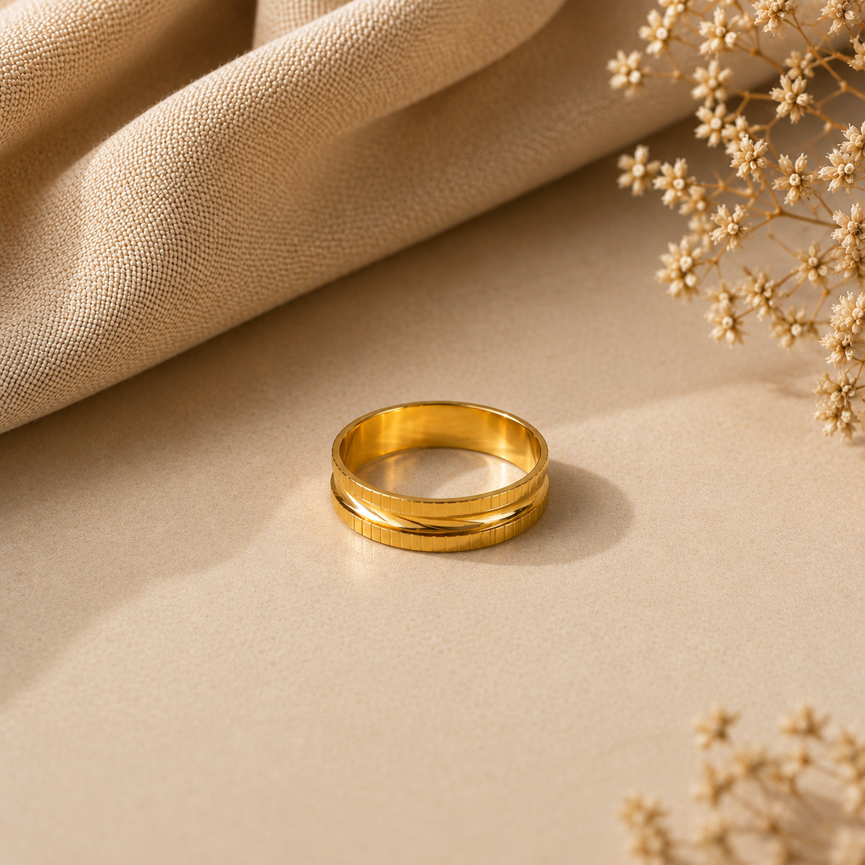 Riaan Groove Gold Band Ring For Him
