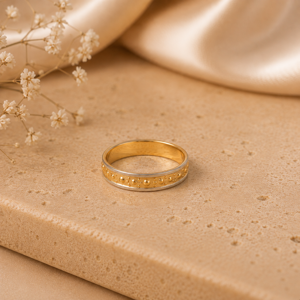 Yana Beaded Dual-Tone Gold Band Ring