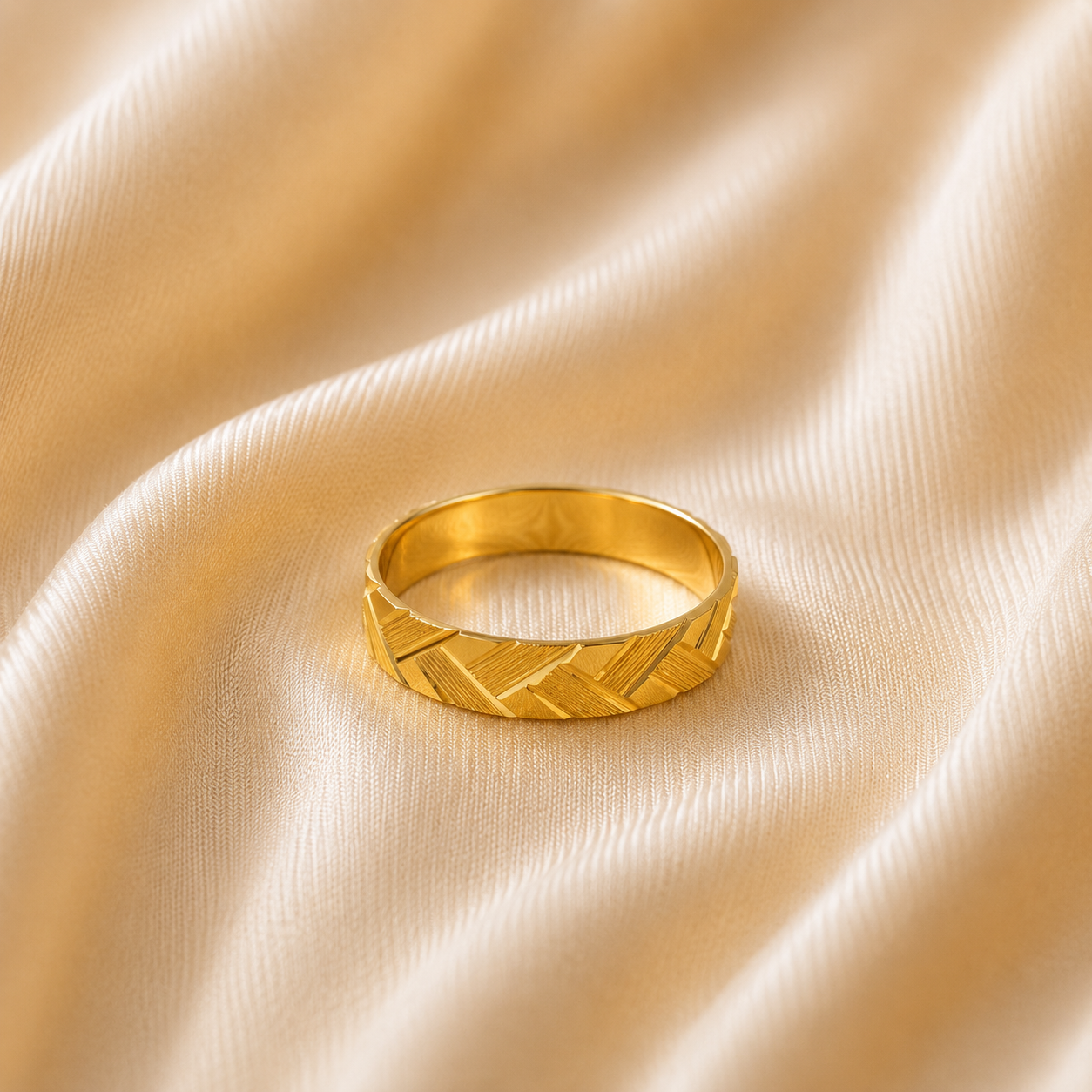 Ruhan Linear Gold Band Ring For Him