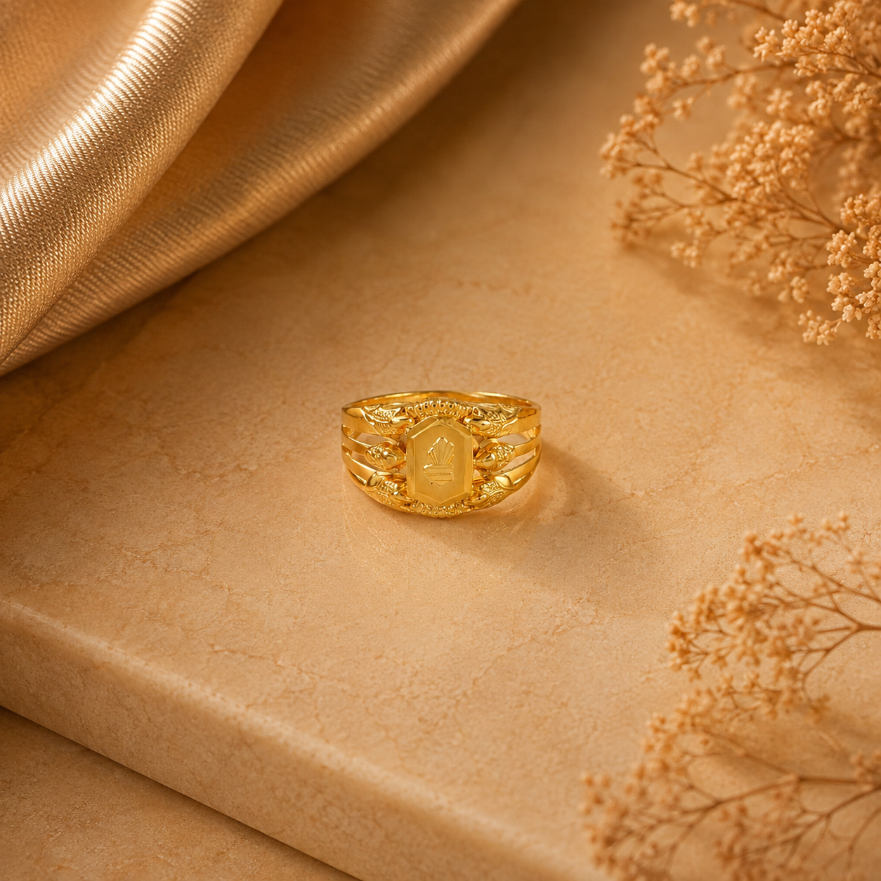 Pranav Imperial Crest Gold Ring For Him