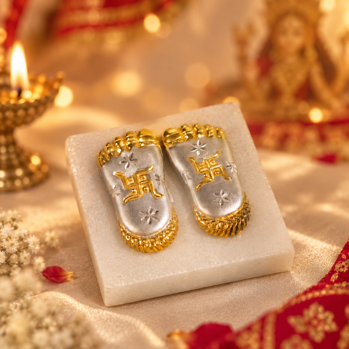 Swastik Charan Silver Paduka