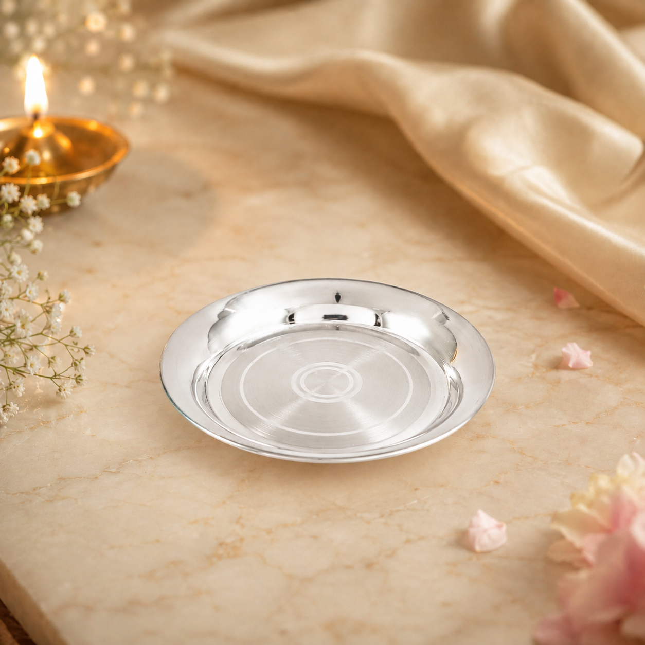 Shubham Pooja Silver Plate