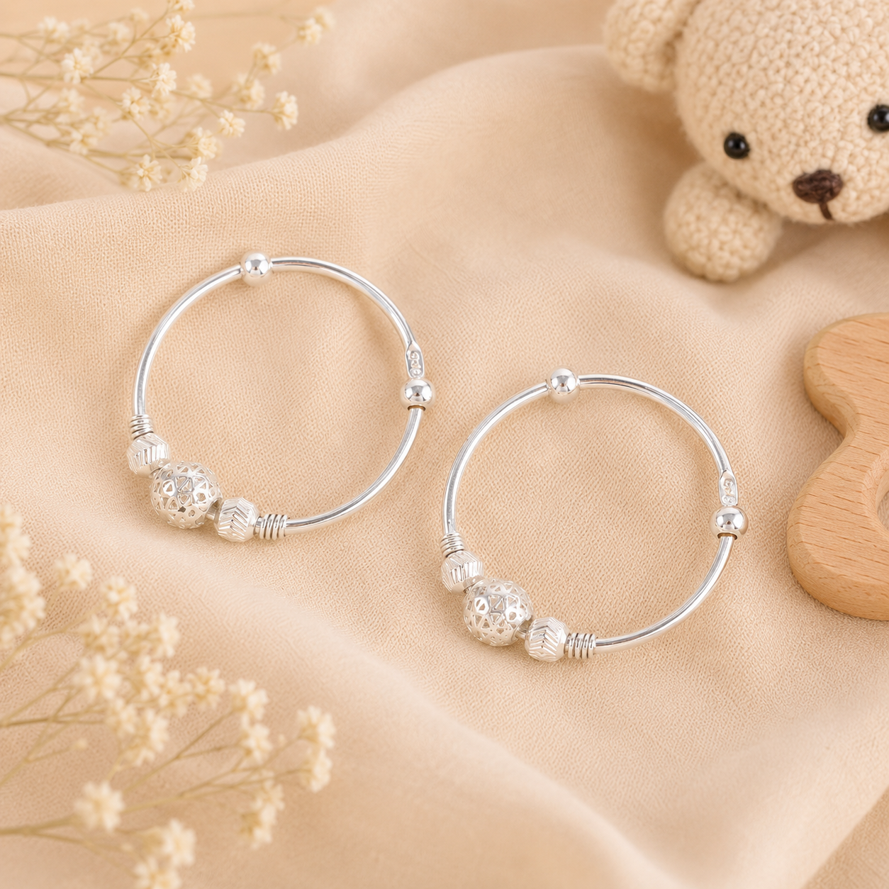 Tiny Treasure Silver Baby Bangles