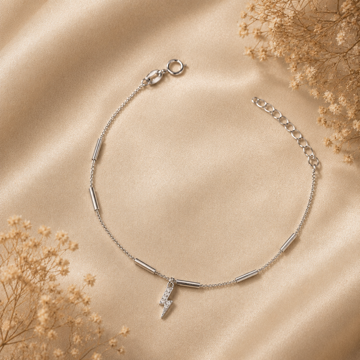 Zaira Lightning Charm Silver Bracelet