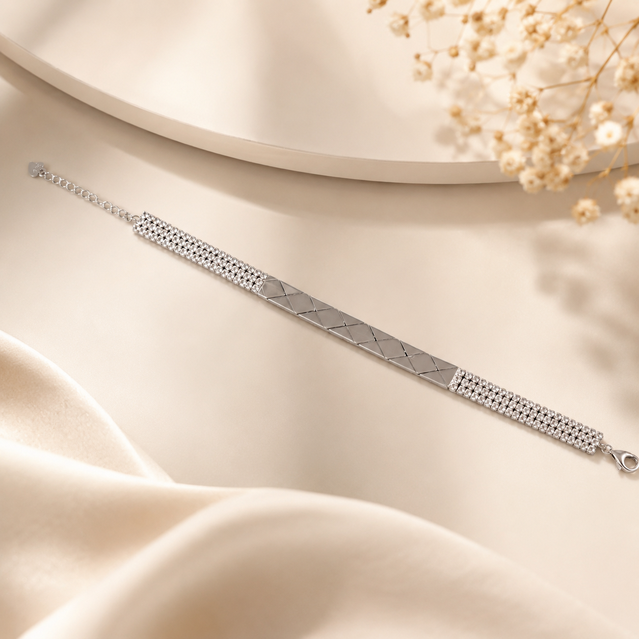 Aarna Grid Silver Bracelet
