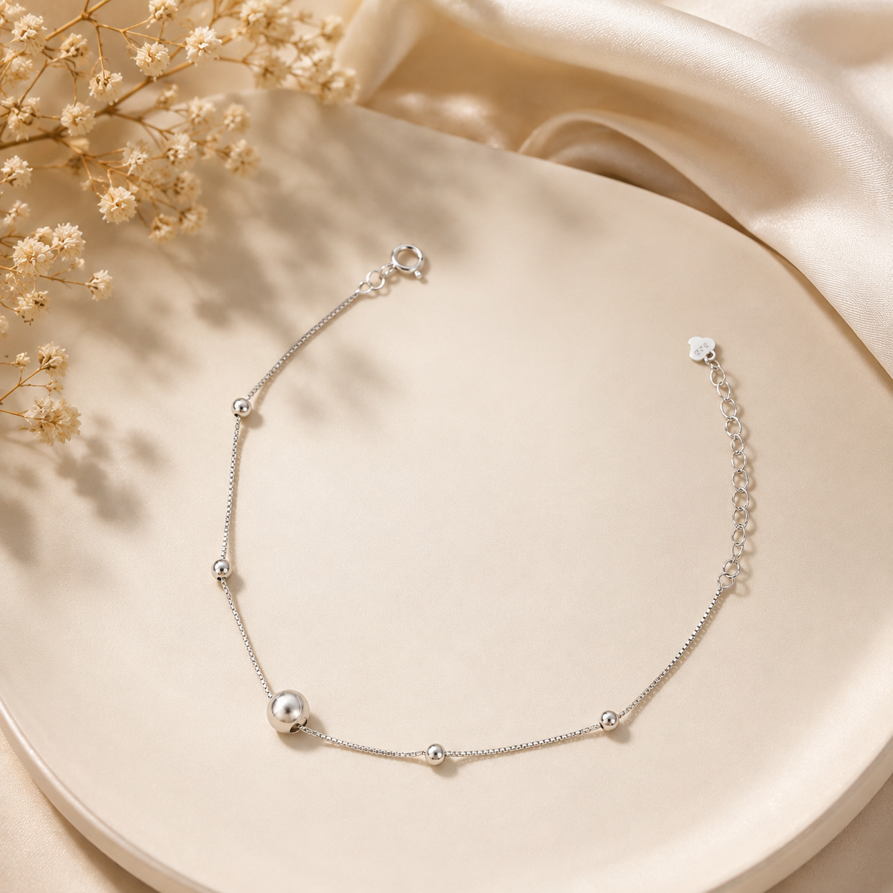 Ivana Orbit Bead Silver Bracelet