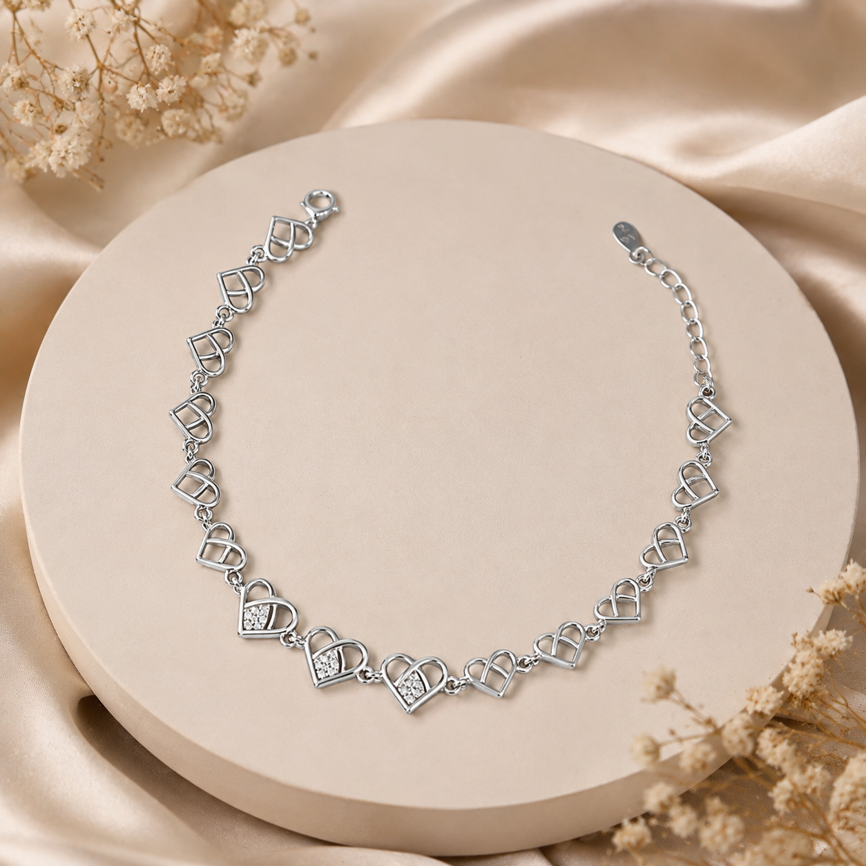 Kyra Eternal Hearts Silver Bracelet