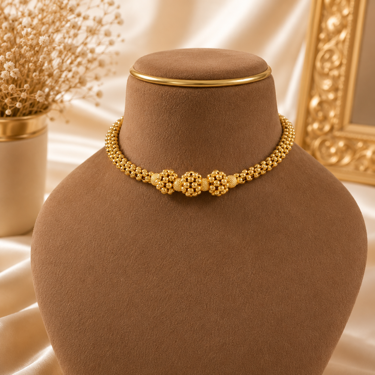 Varnita Floral Bead Gold Necklace