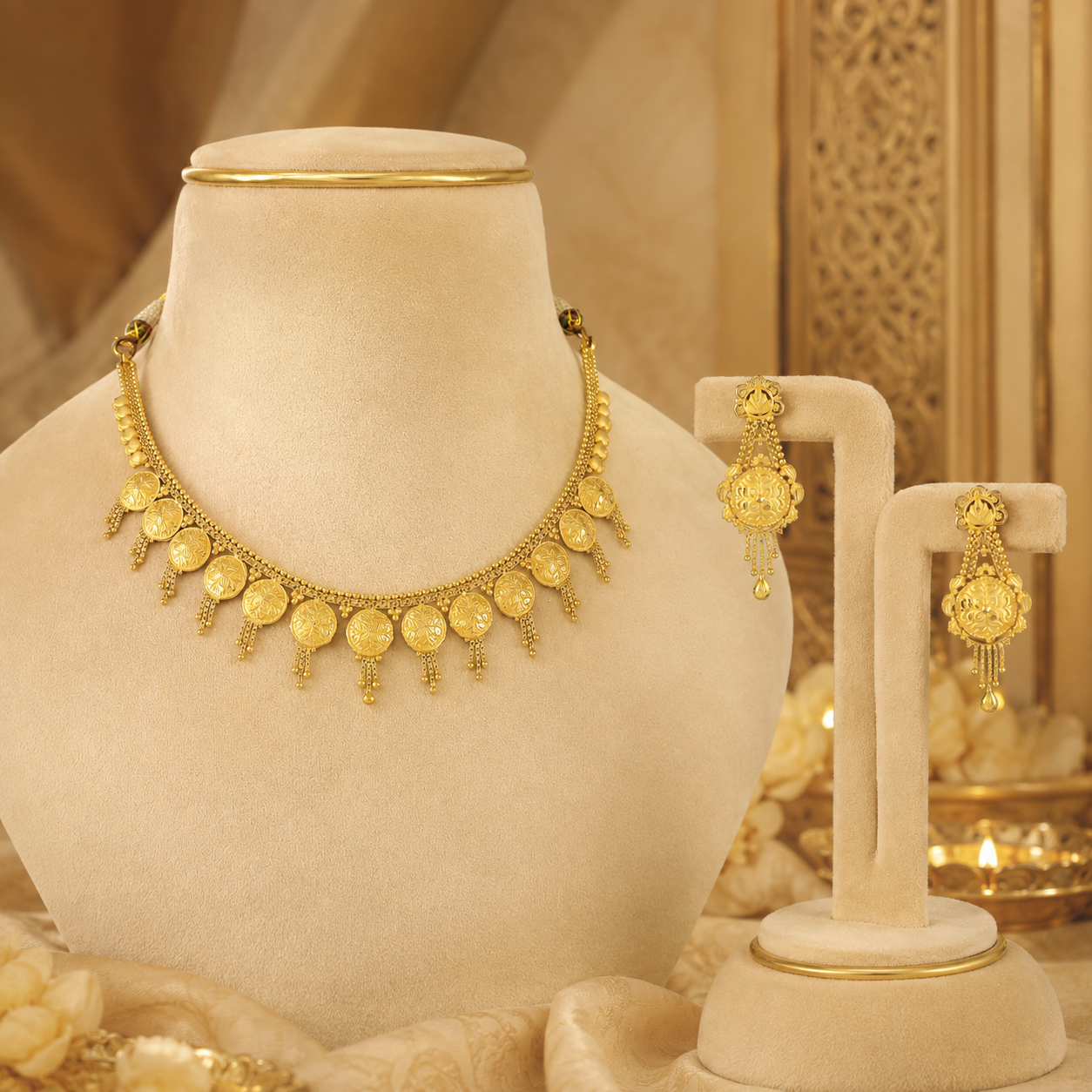 Padmavati Coin Gold Necklace Set