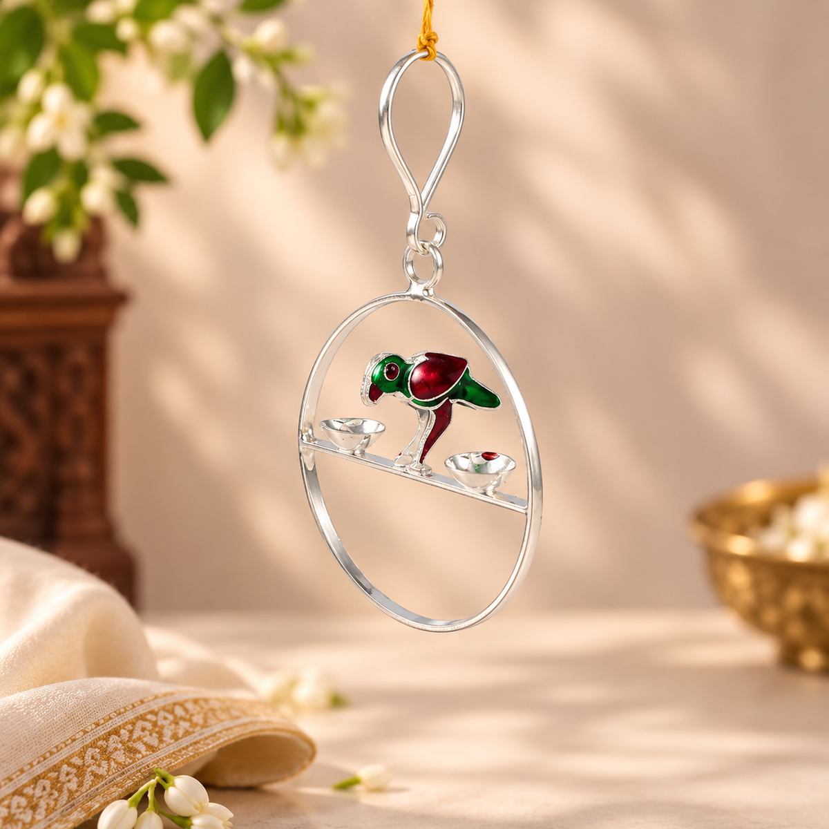 Divine Parrot Silver Hanging