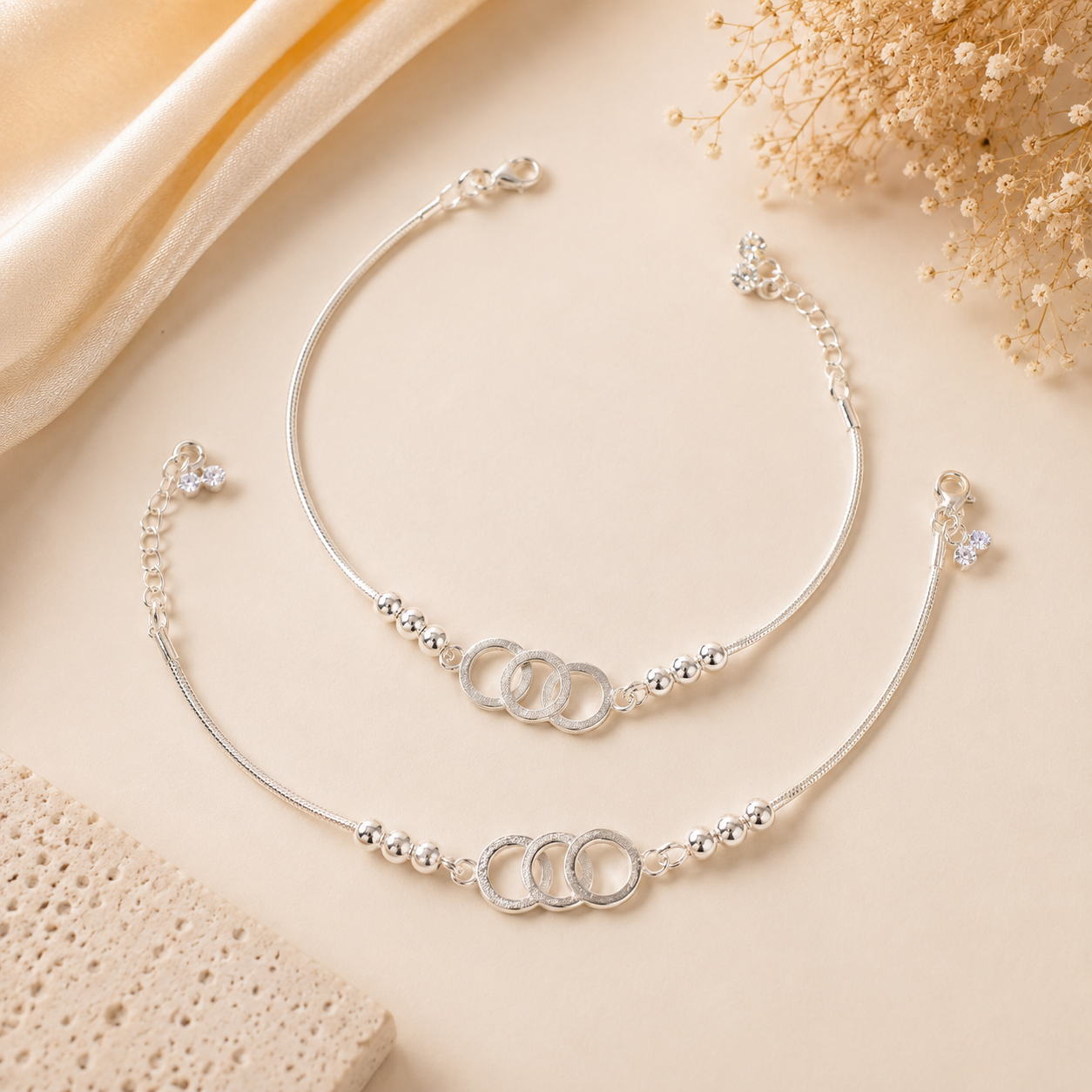 Vedika Eternal Rings Silver Anklets
