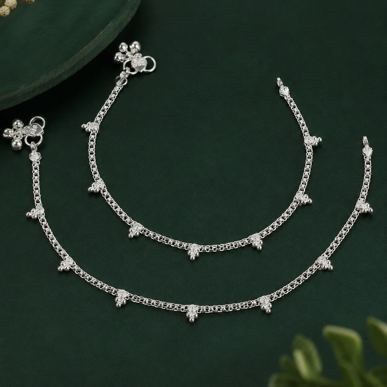 Ruhani Charm Silver Anklet