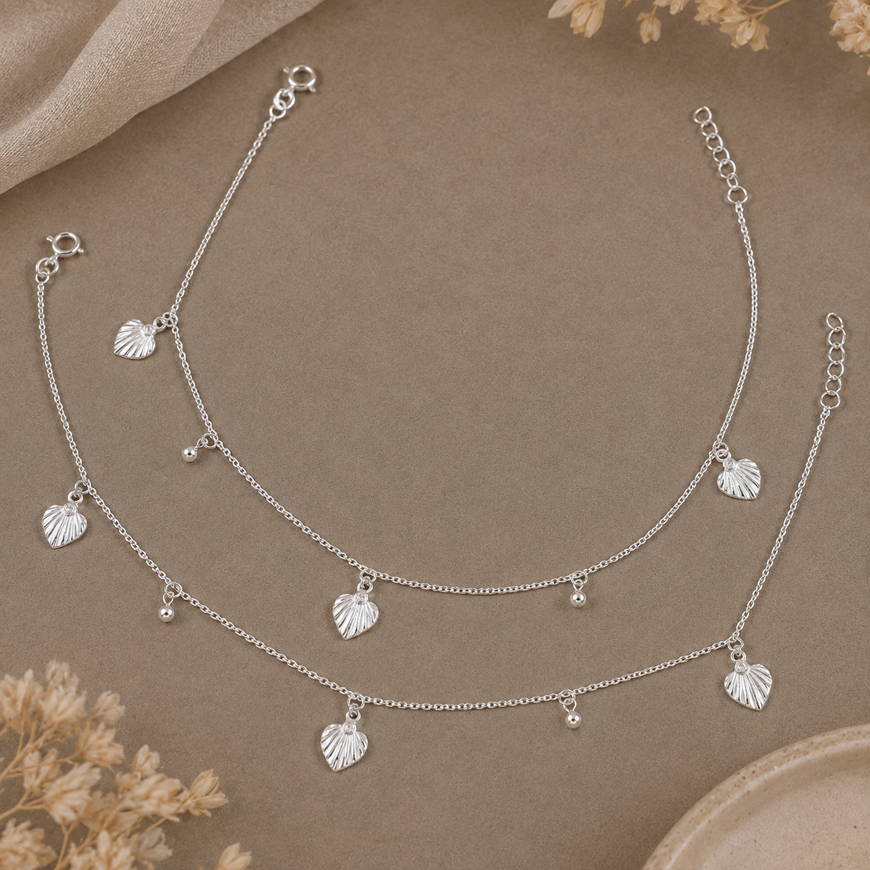Heart Whisper Silver Anklet