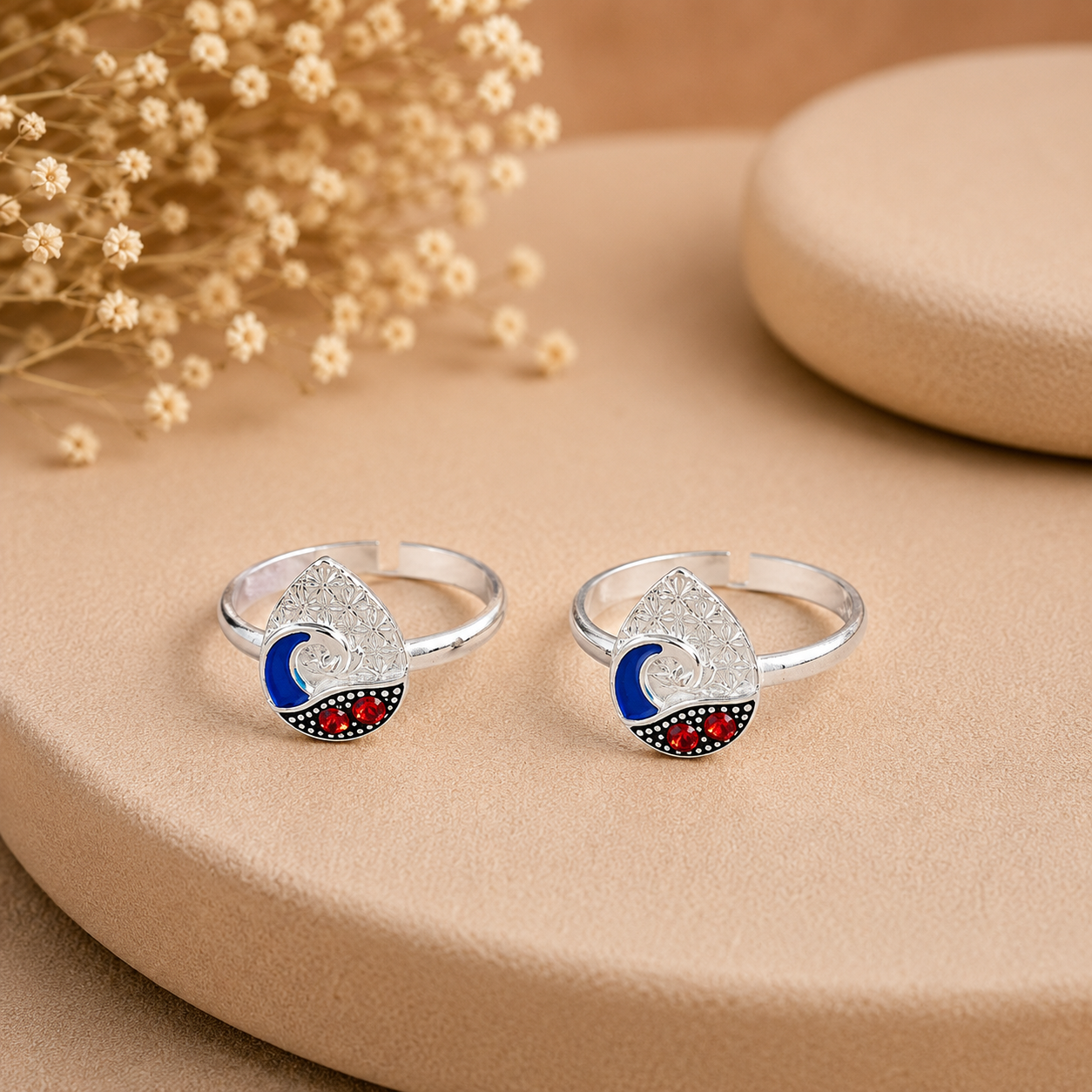 Tavisha Divine Blossom Silver Toe Rings
