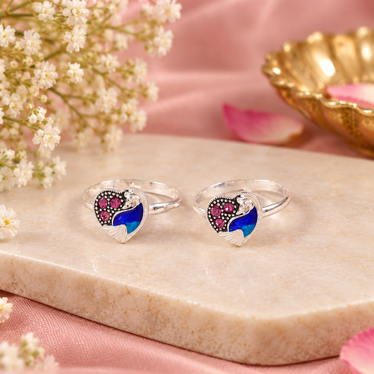 Anika Regal Feather Silver Toe Rings