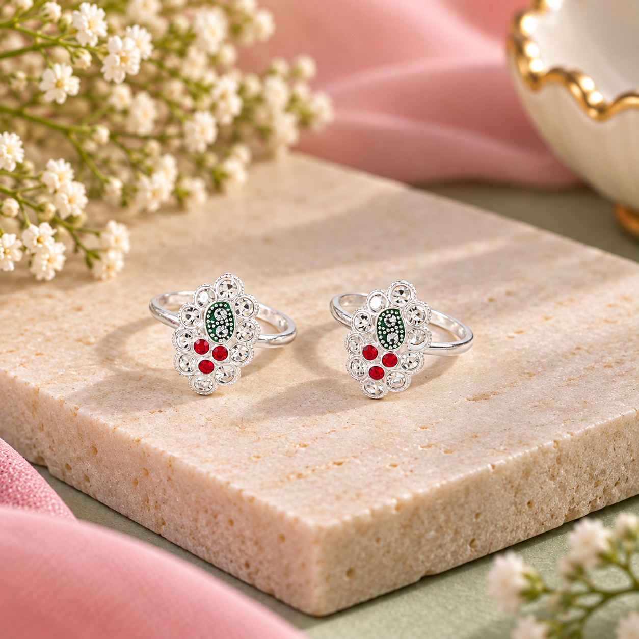 Inaya Festive Charm Silver Toe Rings