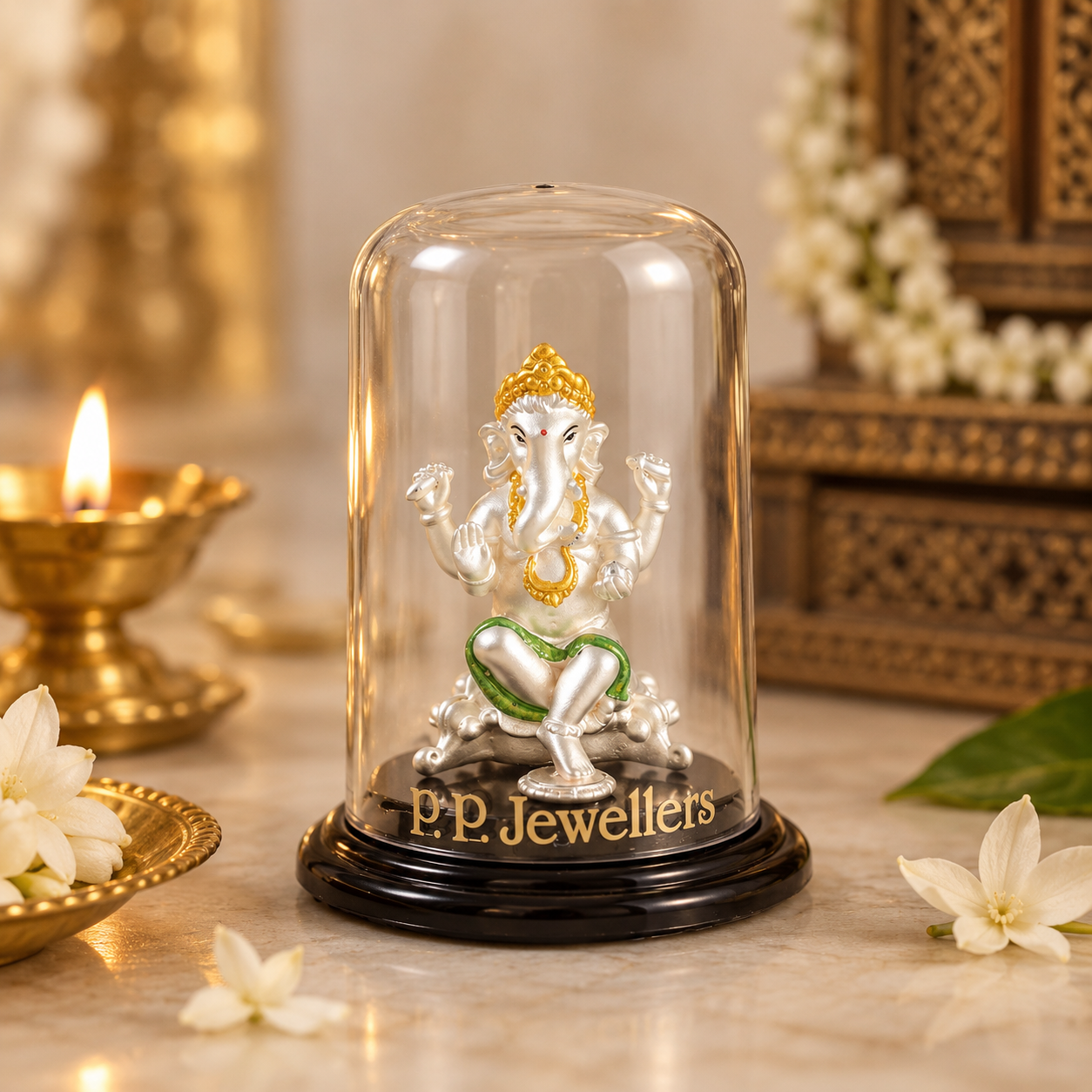 Vighnaharta Ganesha Silver Idol
