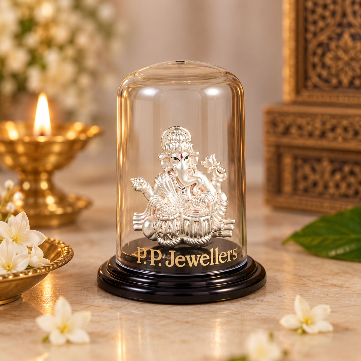 Sangeet Samrat Ganesha Silver Idol