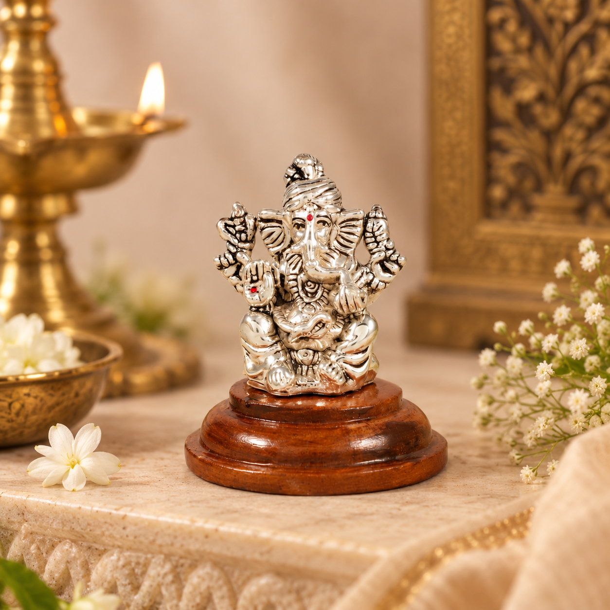 Simharaj Gajanan Silver Idol