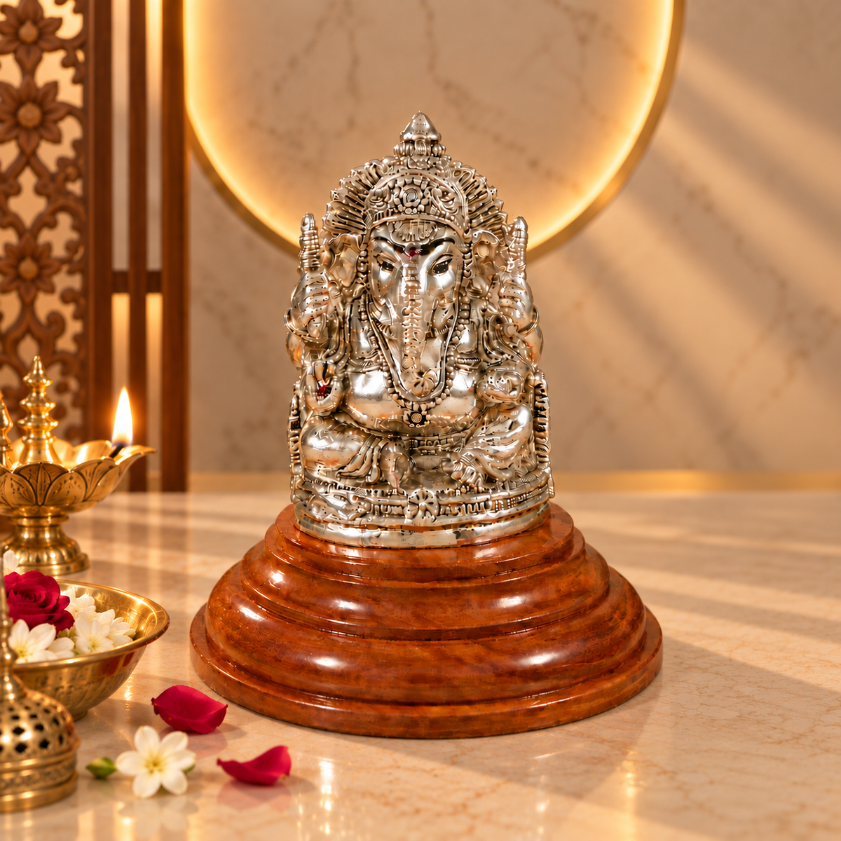 Divyatej Mahaganapati Silver Idol