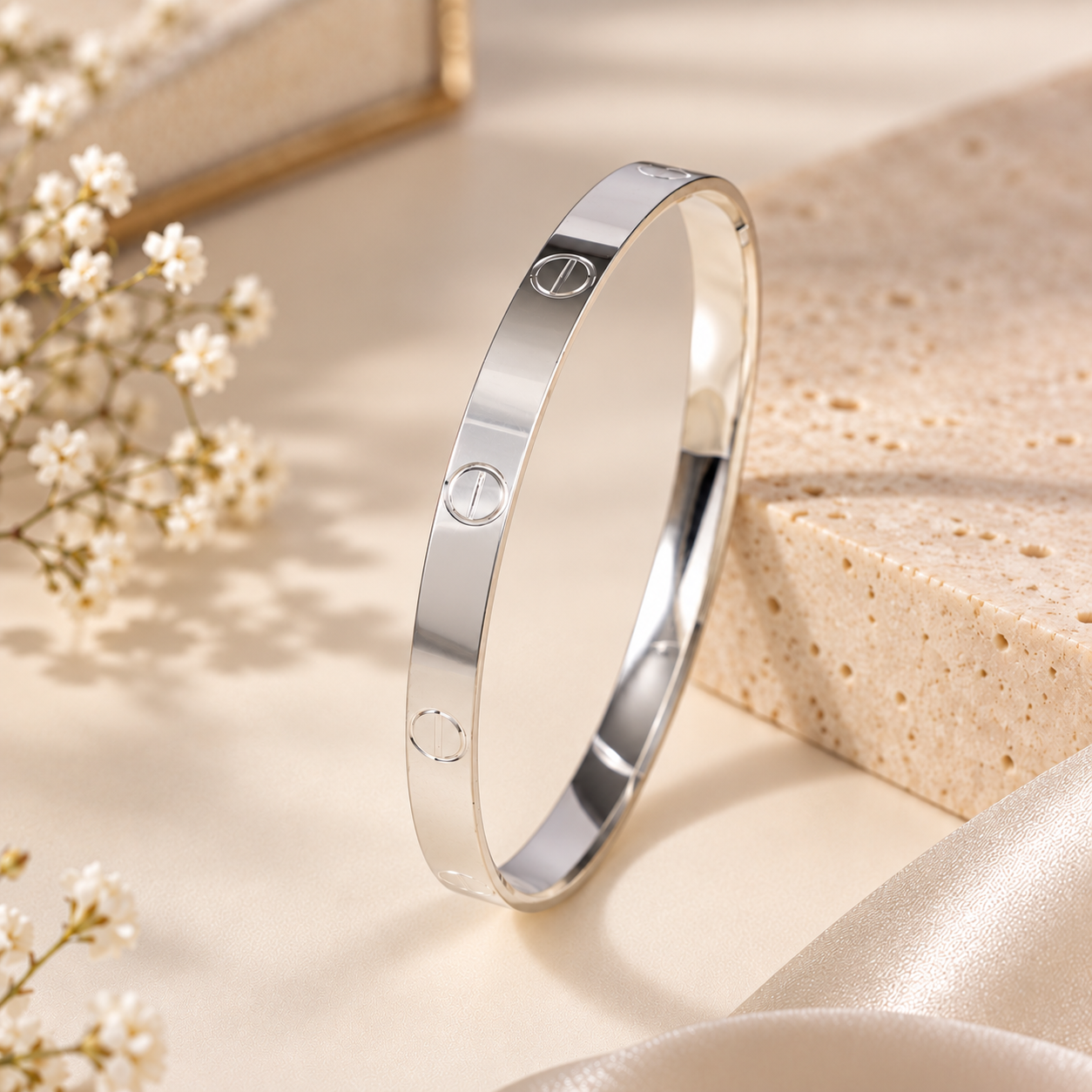 Minimalist Screw Silver Kada For Him