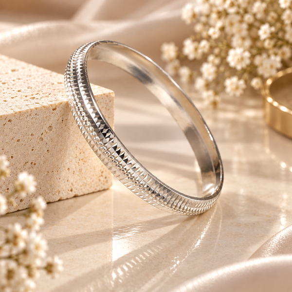Ronav Geometric Silver Kada For Him