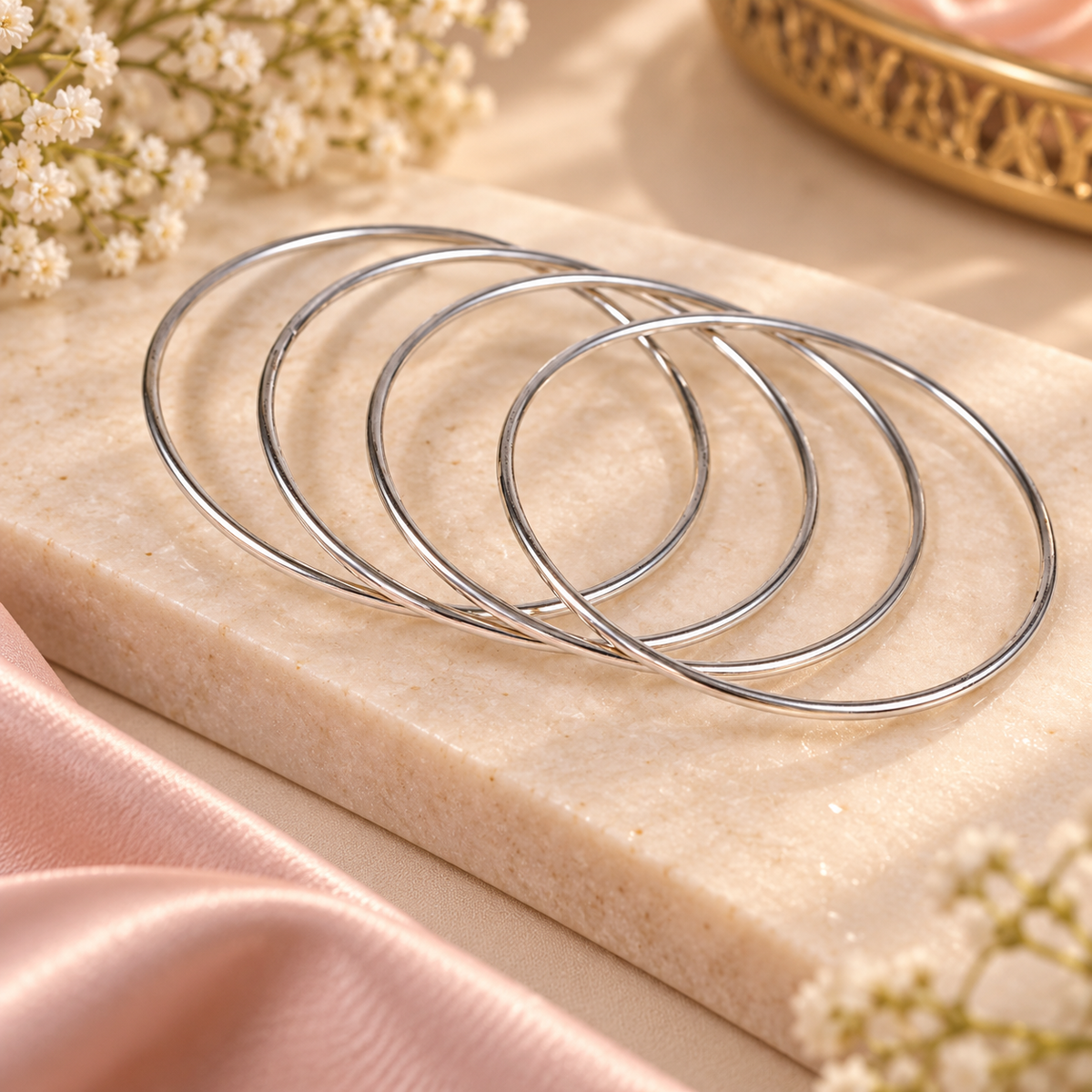 Vihana Slender Shine Silver Bangles