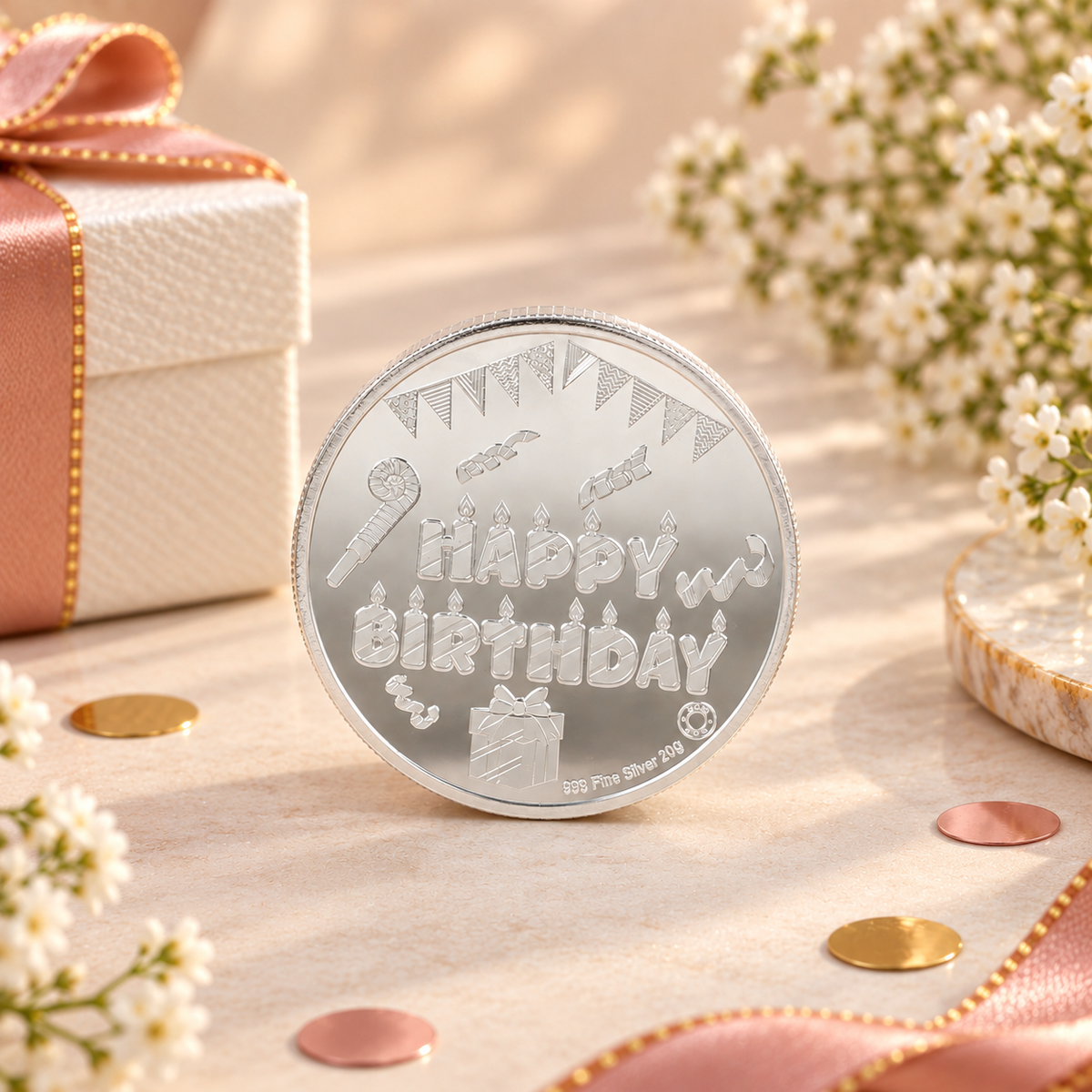 Joyful Birthday Wishes 50Gm Silver Coin