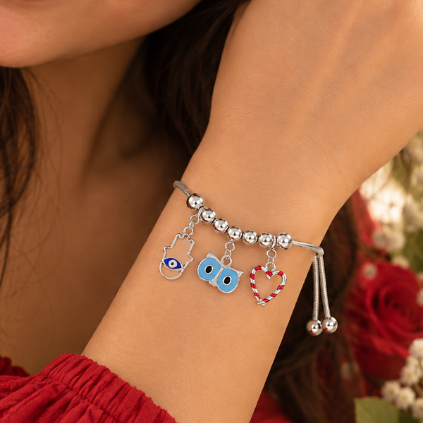 Isha Lucky Eye Charm Silver Bracelet