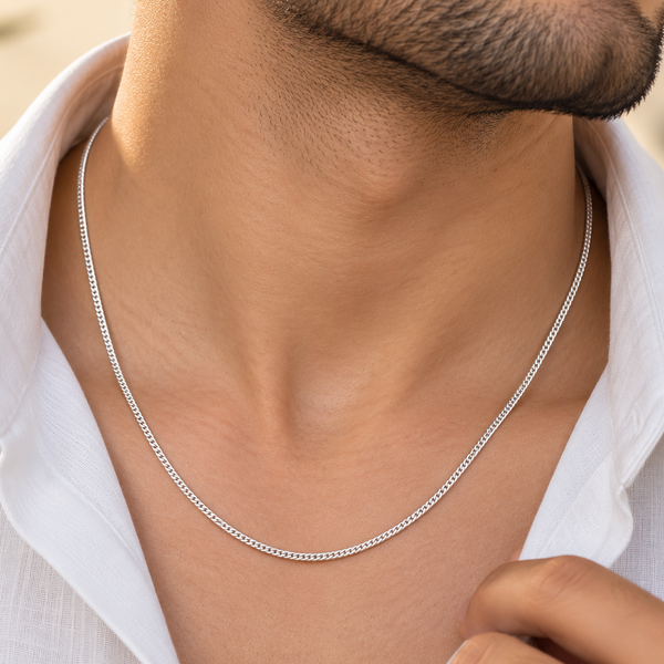 Atharv Slim Cuban Silver Chain For Him