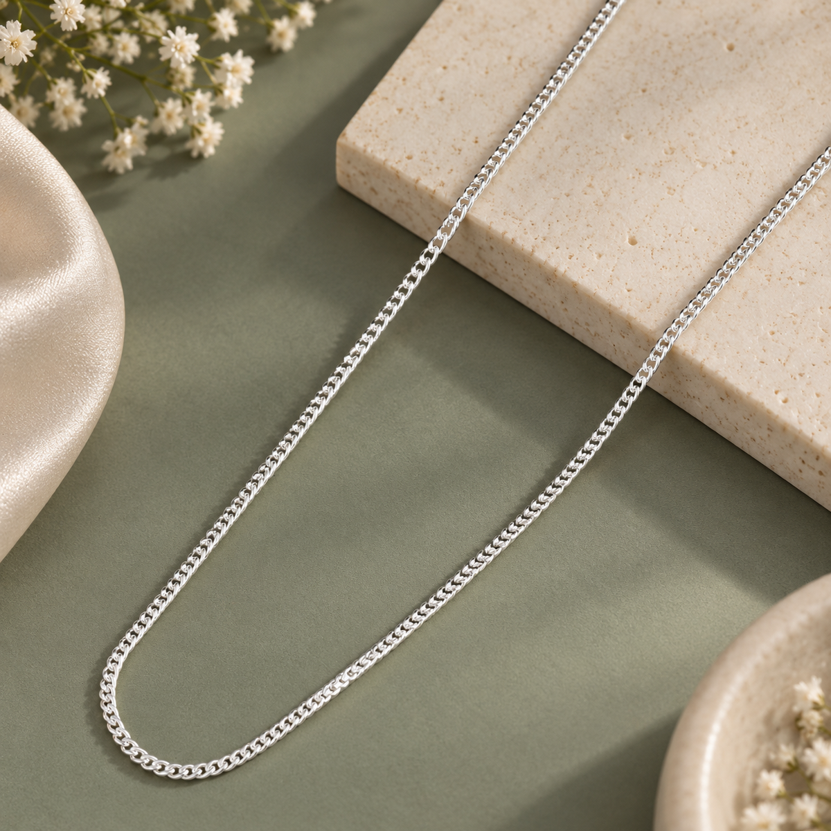 Twisted Curb Silver Chain For Him