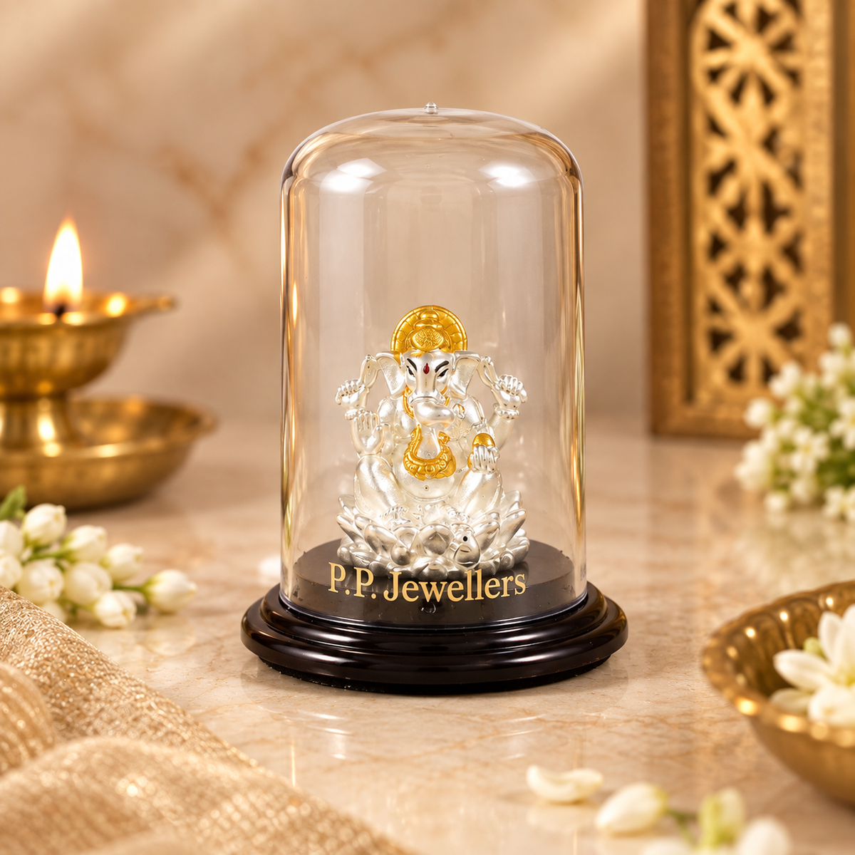 Siddhivinayak Blessings Silver Idol