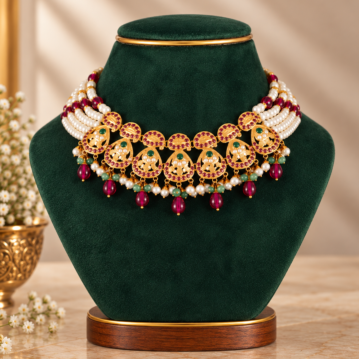 Madhurima Pearl Gold Necklace Set