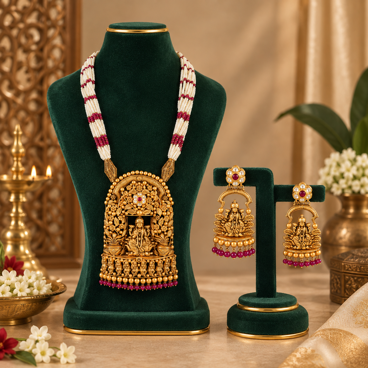 Vanya Lakshmi Darbar Gold Long Necklace Set