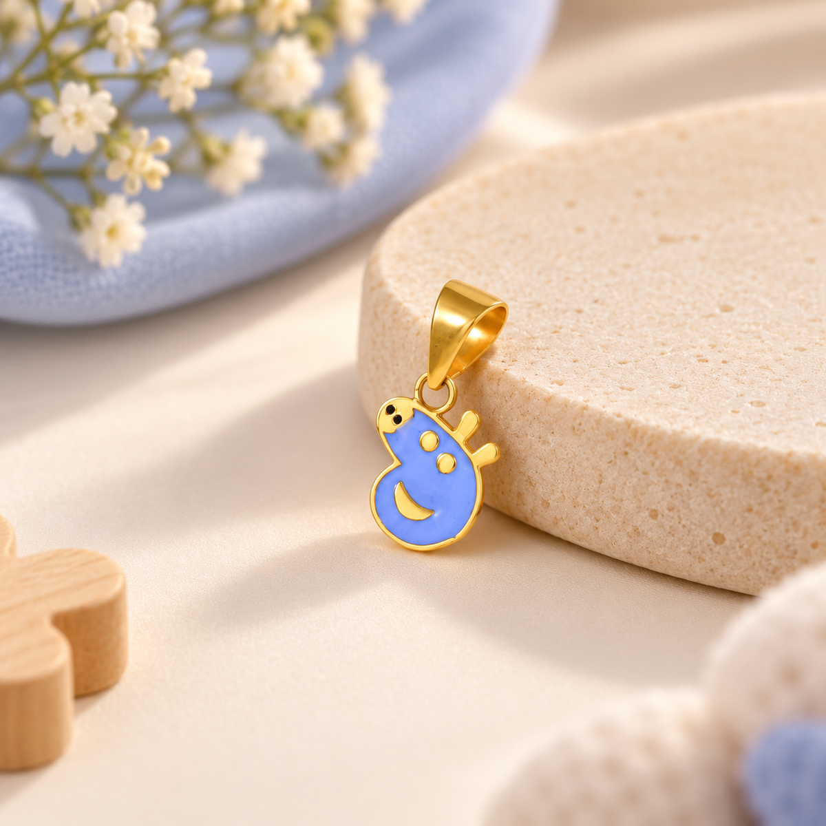 Playful Blue Dino Pendant For Kids