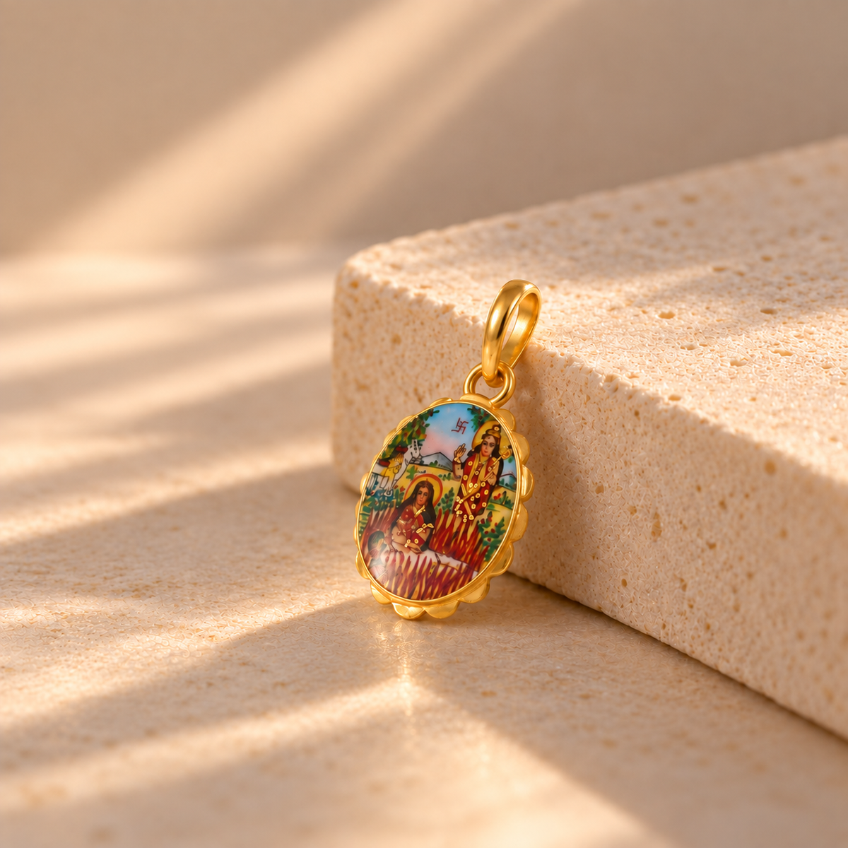 Sati Portrait Gold Pendant