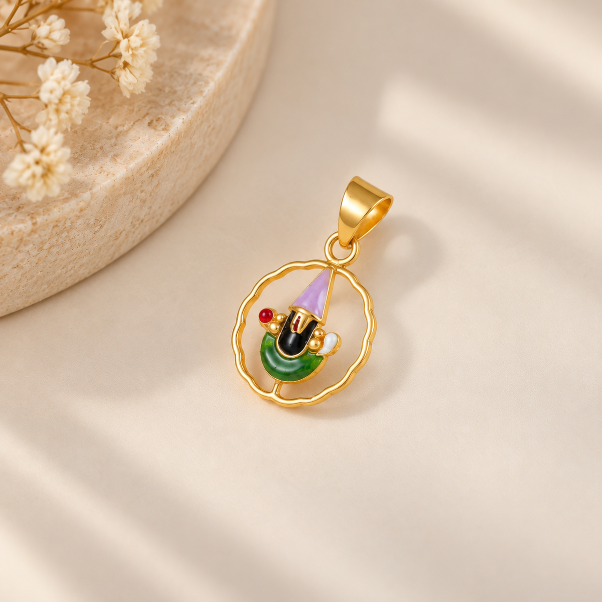 Colorful Bal Krishna Gold Pendant