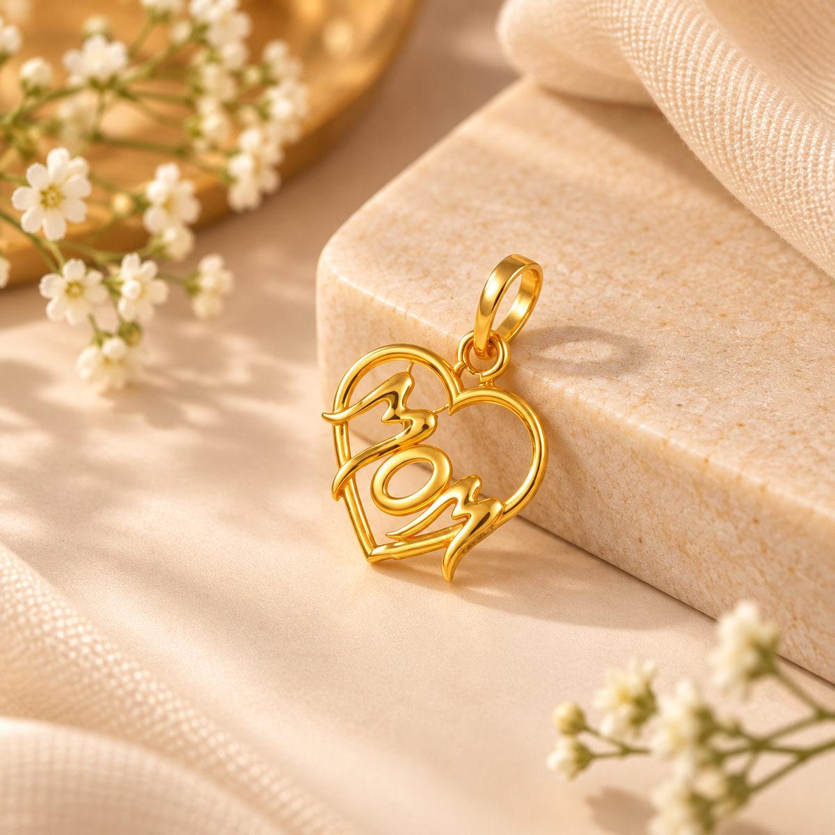Forever Mom Heart Gold Pendant