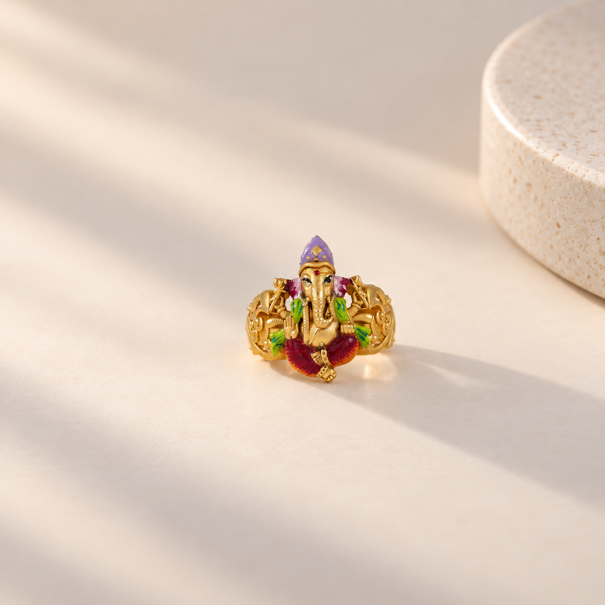 Ganesha Blessing Gold Ring