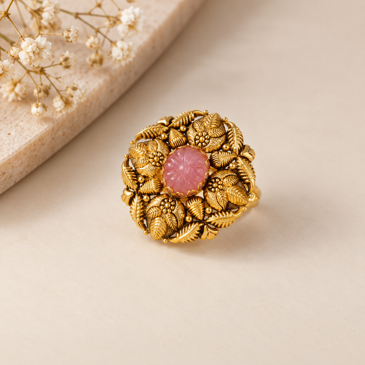 Blush Floral Garden Gold Ring