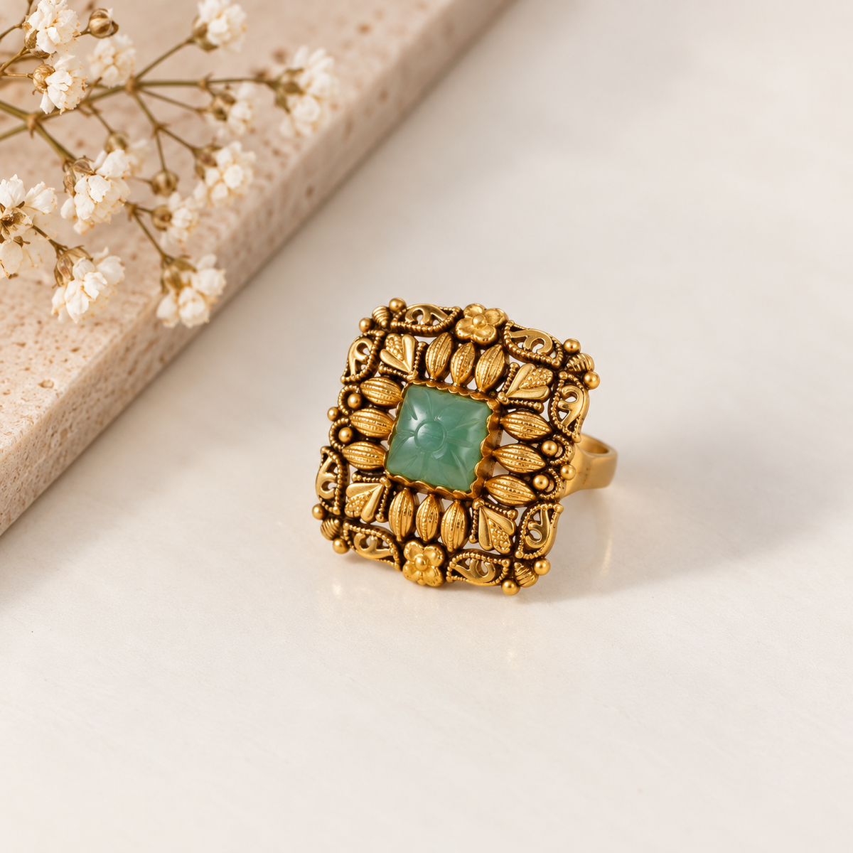 Mint Bloom Heritage Gold Ring